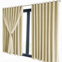 cortina pé direito blackout Lisboa 5,50 x 3,50 tecido bege