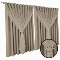 cortina pé direito em tecido 5,50 x 4,30 Fiori voal marrom