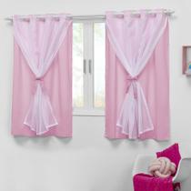 Cortina Pequena Para Criança 2,20X1,30 Tecido Rosa Teen Cortina Pequena Para Criança 2,20X1,30 Tecido Rosa Teen