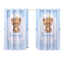 Cortina Pequena Quarto Infantil Criança Bebe Berço Americano Nacional Menino Urso Principe Azul Claro Cortina Pequena Quarto Infantil Criança Bebe Berço Americano Nacional Menino Urso Principe Azul Claro