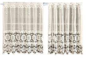 Cortina Pia Renda Cozinha Bege Lisa Floral 1,60X0,80 Alt
