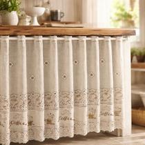 Cortina Pia Renda Creme Coffee 2,00Larg X0,80 Alt Cortina Pia Renda Creme Coffee 2,00Larg X0,80 Alt