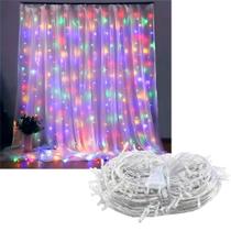 Cortina Pisca de Natal Pisca Cortina de Luzes 320 Lâmpadas LED Brilho Intenso Colorido Cortina Pisca de Natal Pisca Cortina de Luzes 320 Lâmpadas LED Brilho Intenso Colorido