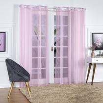Cortina porta balcão para sala ou quarto voil 3,00x2,20m rosa