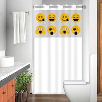 CORTINA PRA BOX PVC IMPERMEÁVEL COM VISOR 1,30x1,98 EMOJI DIVERTIDO BRANCO - Vida Pratika