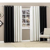 Cortina Preta e Branca 400x250 Rústica C/ Ilhós Cromado Admirare Cortina Preta e Branca 400x250 Rústica C/ Ilhós Cromado Admirare