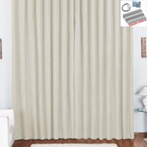 Cortina Pryme 2 Metros Sala Quarto em Oxford para Trilho Comum Palha - 100% Poliéster