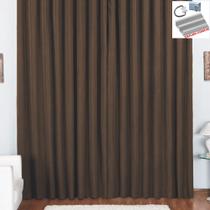 Cortina Pryme 2 Metros Sala Quarto em Oxford para Trilho Comum - Tabaco - 100% Poliéster