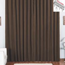 Cortina Pryme 2 Metros Sala Quarto em Oxford para Trilho Suisso - Tabaco - 100% Poliéster