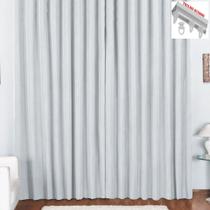 Cortina Pryme 3 Metros Sala Quarto em Oxford para Trilho Suisso Branca - 100% Poliéster