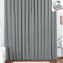 Cortina Pryme 4 Metros Sala Quarto em Oxford para Trilho Comum Cinza - 100% Poliéster