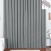 Cortina Pryme 4 Metros Sala Quarto em Oxford para Trilho Suisso - Cinza - 100% Poliéster