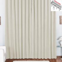 Cortina Pryme 4 Metros Sala Quarto em Oxford para Trilho Suisso - Palha - 100% Poliéster