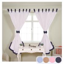 Cortina Quarto de Bebê Menina Menino Decoração Simples 04 Peças