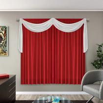 Cortina Quarto E Sala 3,00 X 2,30 Vermelho Lais Com Bando