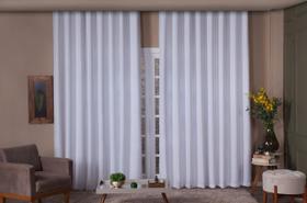 Cortina Quarto E Sala Forro De Tecido + Linho 4X2,80 Branco