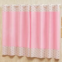 Cortina Quarto Infantil Bebe Ilhos Menina Rosa Estampada Floral Doce de bebe 2x1,70m