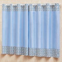 Cortina Quarto Infantil Bebe Ilhos Menino Azul Estampada Triangulo Baby Azul2x1,70m