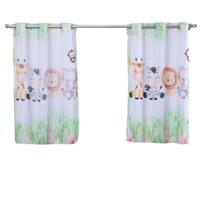 Cortina Quarto Infantil Criança Bebe 2,00x1,40 Varao Simples Decorativa Menino Menina Safari Savana Bichinhos Verde