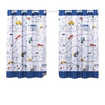 Cortina Quarto Infantil Criança Pequena Varao Simples Ilhos 2,00x1,40 Decoração Menino Carros Carrinho Azul