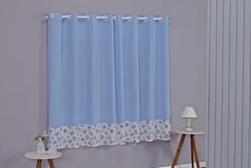 Cortina Quarto Infantil e Bebê Algodão Com Barrado Estampado Decorativa 2,70x1,60m Para Janela