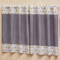 Cortina Quarto Infantil Ilhos Varão Simples Estampada Menina Menino 2,00x1,70m Janela Padrão