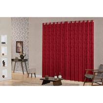 Cortina Quarto Jacquard Semi Blackout Vermelho 2,60X1,80