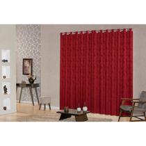 cortina quarto jacquard semi blackout vermelho 6,00x2,80