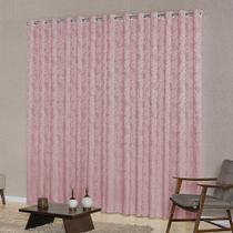 cortina quarto jacquard tecido semi blackout rose 4,00x2,80