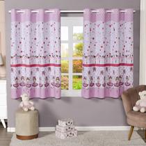 Cortina Quarto Menina Rosa Estampada Bailarina 2,80x1,40 - MH Enxovais