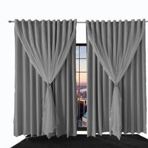 Cortina Quarto Para Sala E Blecaute Bia 3,20 X 2,90 Cinza