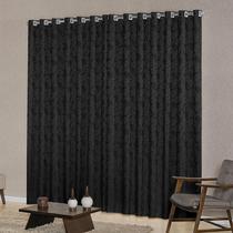 Cortina Quarto Semi Blackout Jacquard Preto 5,00X2,80M