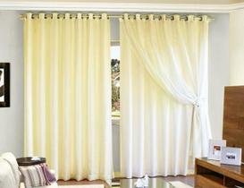 Cortina Quarto Voal Liso Com Forro Em Tecido Palha 4,00X2,80