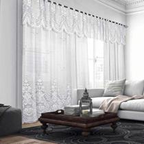 Cortina Renda Branco C/ Bando 3,00x1,80 Quarto Sala