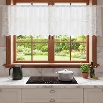 Cortina Renda Cascata Bando Reta Veneza Cozinha 0,60X3,00