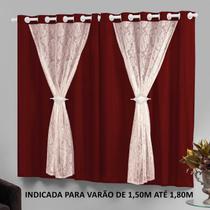 Cortina Renda com Forro 2,20m Janela Curta Vermelha Marrocos Cortina Renda com Forro 2,20m Janela Curta Vermelha Marrocos