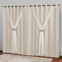 Cortina Renda com Forro Comprida 3,00X2,50 Bege Marrocos