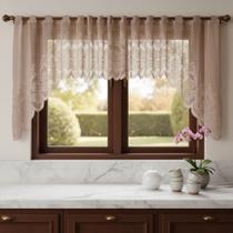 Cortina Renda Cozinha Cascata 3,00 M X 1,00 Alt Marrom
