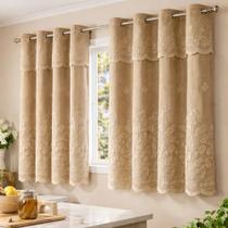 Cortina Renda Cozinha Tulipa Marrom 2,00larg x 1,50alt Cortina Renda Cozinha Tulipa Marrom 2,00larg x 1,50alt