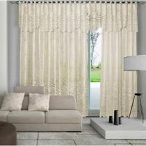 Cortina Renda Roseiral Sala Marfim 3,50 larg x 2,20 alt Com bando Cortina Renda Roseiral Sala Marfim 3,50 larg x 2,20 alt Com bando