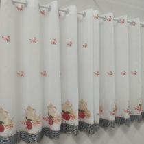 Cortina Rendada Bordada Voal Alto Padrão De Cozinha Copa Luxo 3,00x1,50