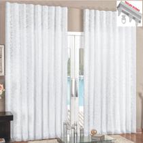 Cortina Rendada com Forro Voal 2 Metros para Trilho Suisso - Branca - 100% Poliéster