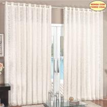 Cortina Rendada Com Forro Voal 4 Metros Para Varão - Palha