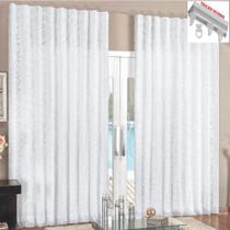 Cortina Rendada Forro Voal 4 Metros Trilho Suisso - Branca