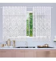 Cortina Rendada Jacquard Marina Floral 2,30mx1,50m +30cm Bandô - Beija Flor