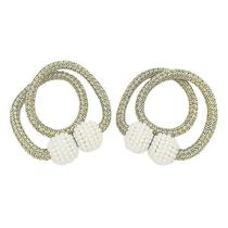 Cortina retenções borlas douradas 2pcs cortina magnética cinta fivela titular pérola contas gravata costas clipes decoração de casa