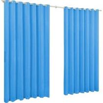 Cortina roma 200x140 sala quarto escritório decoração parede azul bebê