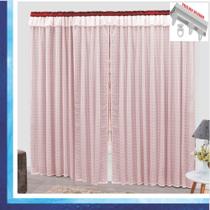 Cortina Romantic Semiblackout e Voal 2,00 x 1,70 Para Trilho Suisso - Vermelha - 100% Poliéster