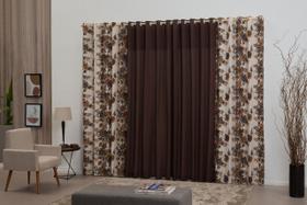 Cortina Rústica 3 Metros Estampada Para Sala ou Quarto Marrom