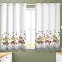 Cortina Rústica Estampada Para Cozinha 2, Beija-Flor